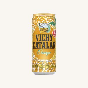 Vichy Catalan Orange flavoured sparkling natural mineral water, sugar-free, from Catalonia, can 33 cl